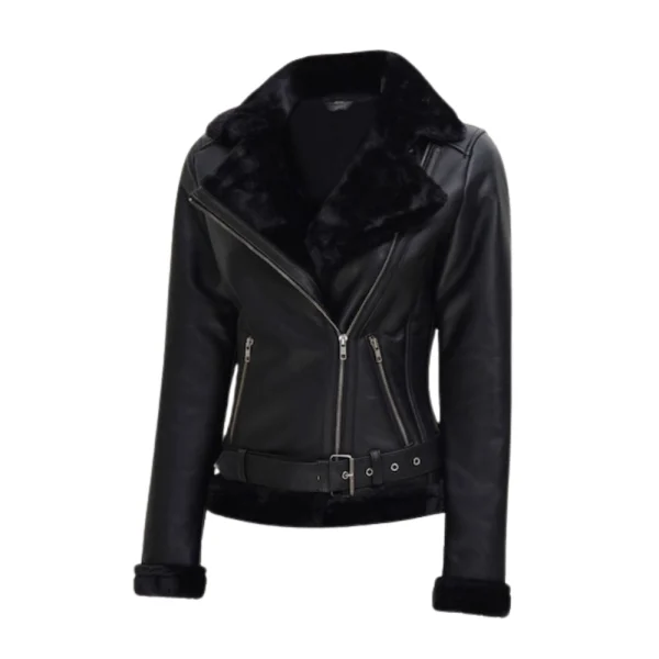 lederjacke-frauen-schwarz-mit-fell-styling