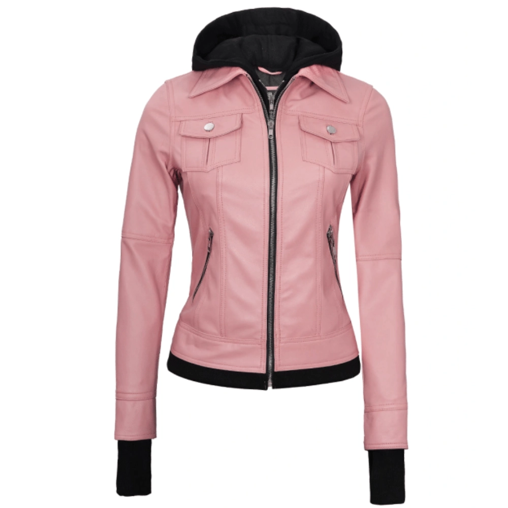 pinke-lederjacke-fur-damen-mit-abnehmbarer-kapuze