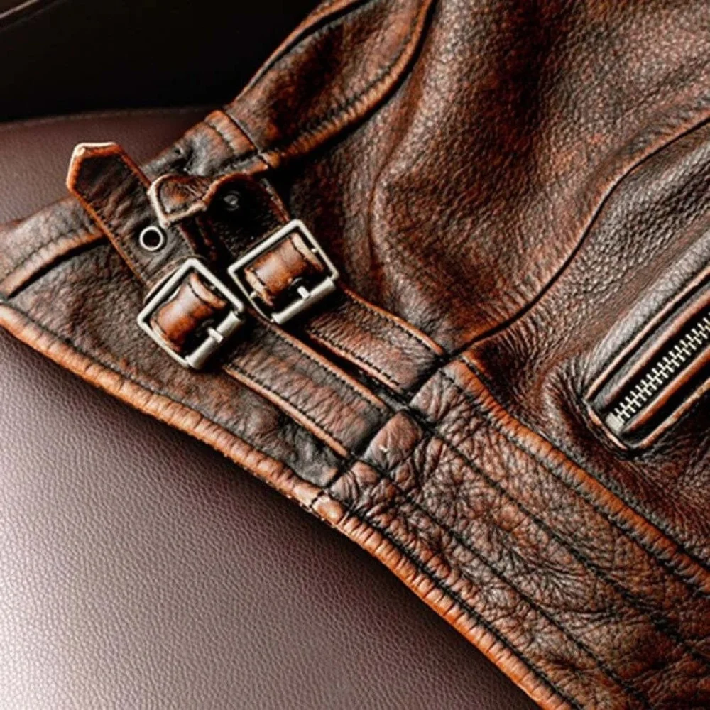 schaffell-braune-lederjacke-hergestellt