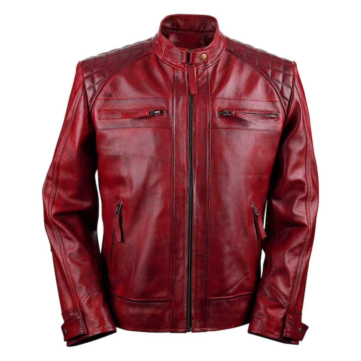 Dunkelrote Herrenjacke aus Lammleder