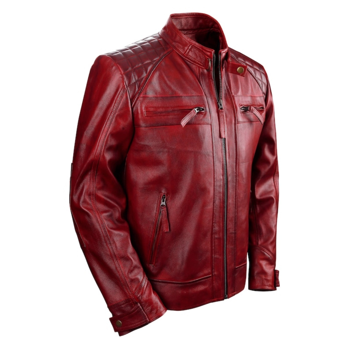 Dunkelrote Herrenjacke aus Lammleder - Image 2