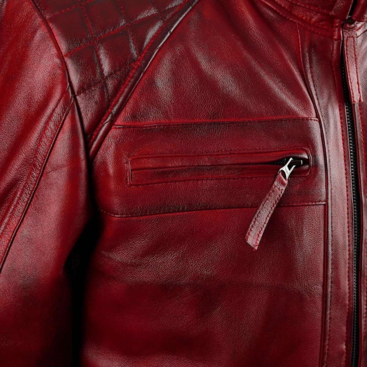 Dunkelrote Herrenjacke aus Lammleder - Image 3