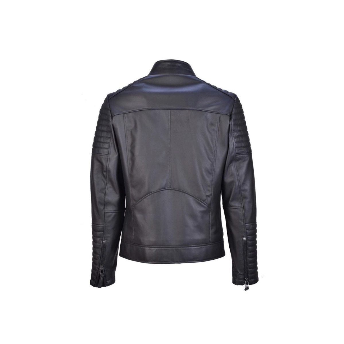 Deutsche Bikerjacke aus schwarzem Lammleder für Herren - Image 5
