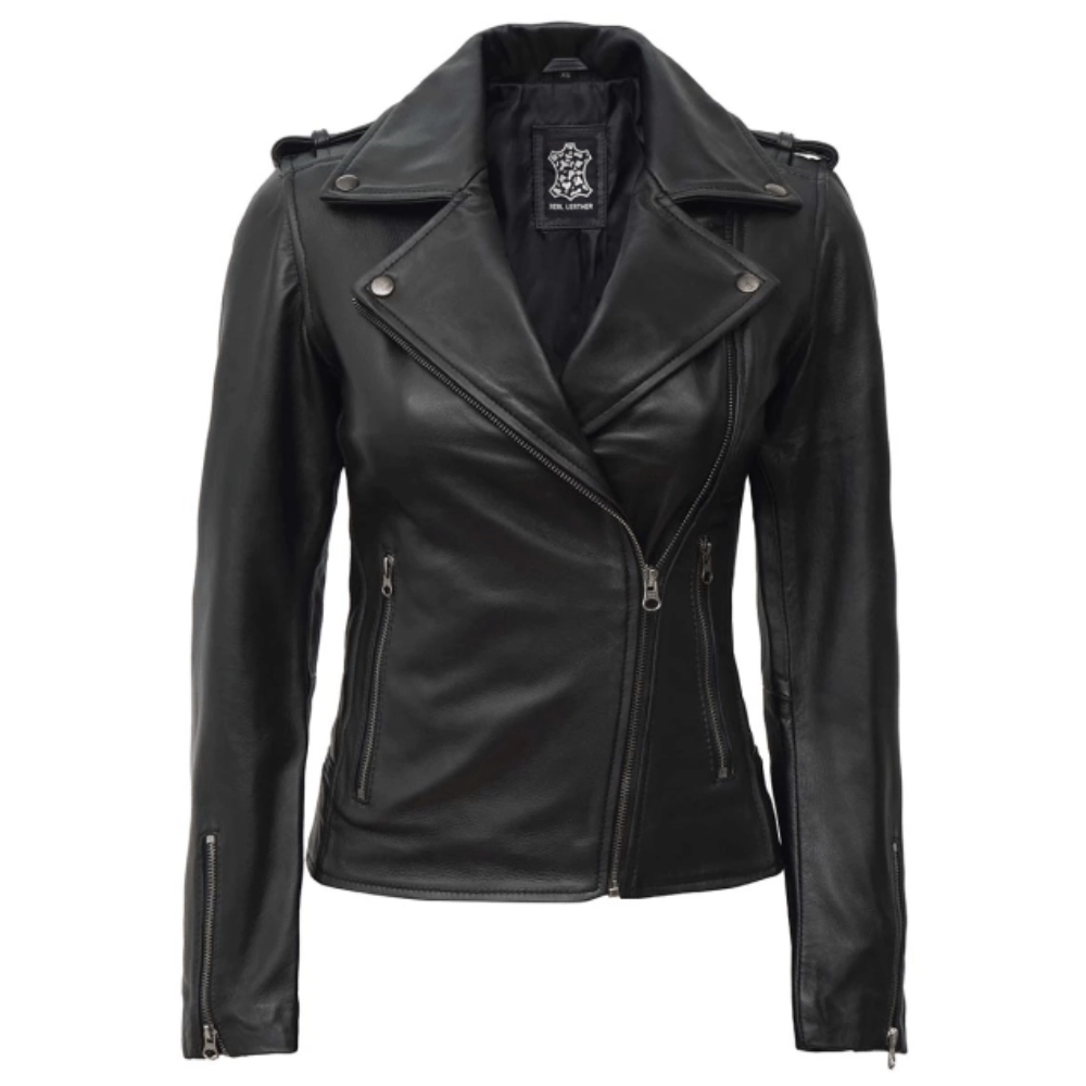 frauen-biker-stil-schwarze-lederjacke