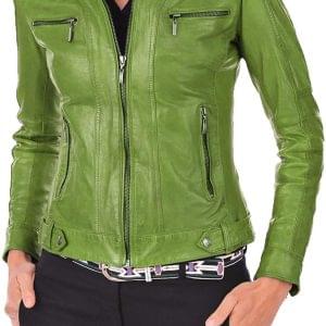 Damen Grüne Lederjacke