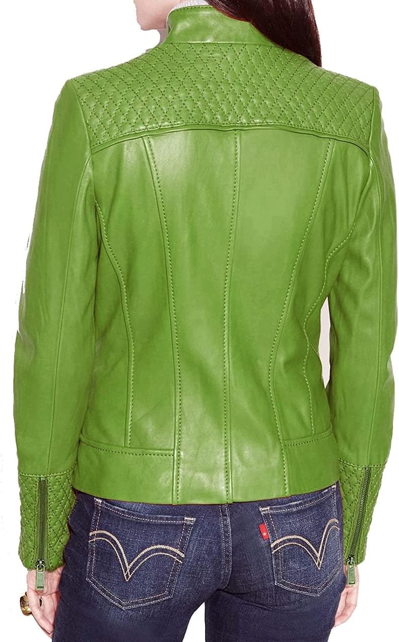 Grüne Lammlederjacke für Damen - Image 2