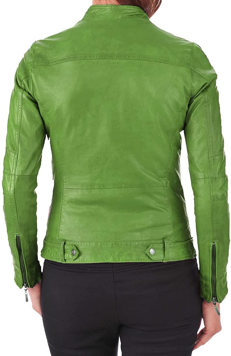 Damen Grüne Lederjacke - Image 2