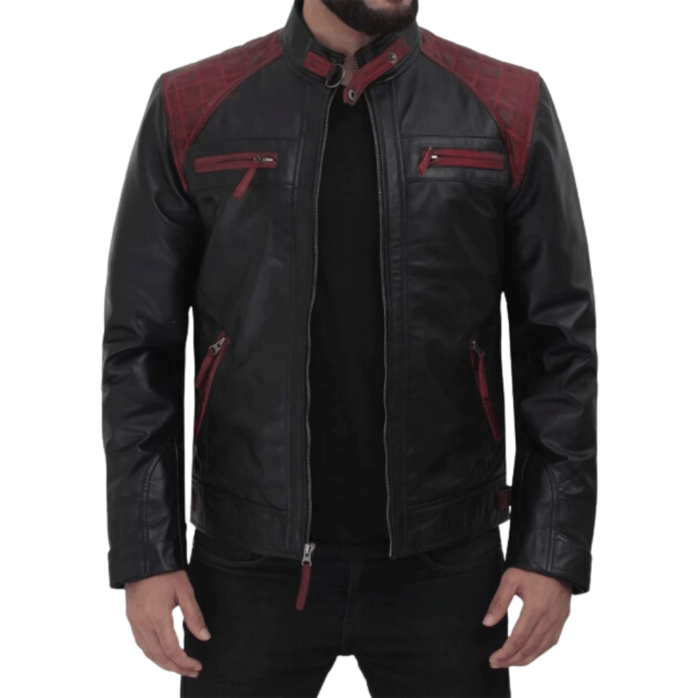 manner-lederjacke-biker-in-schwarz-und-maroon