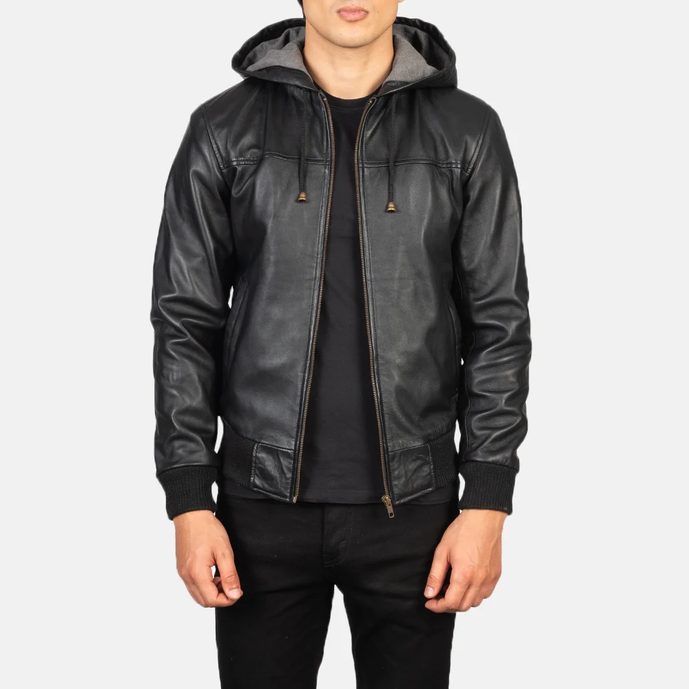 manner-lederjacke-schwarz-kapuzen-bomber-stil
