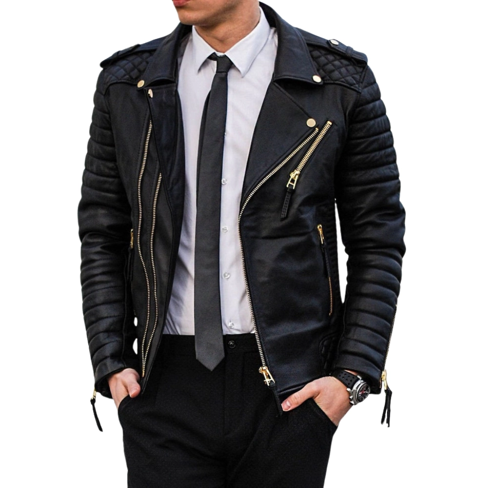 manner-premium-schwarze-lederjacke