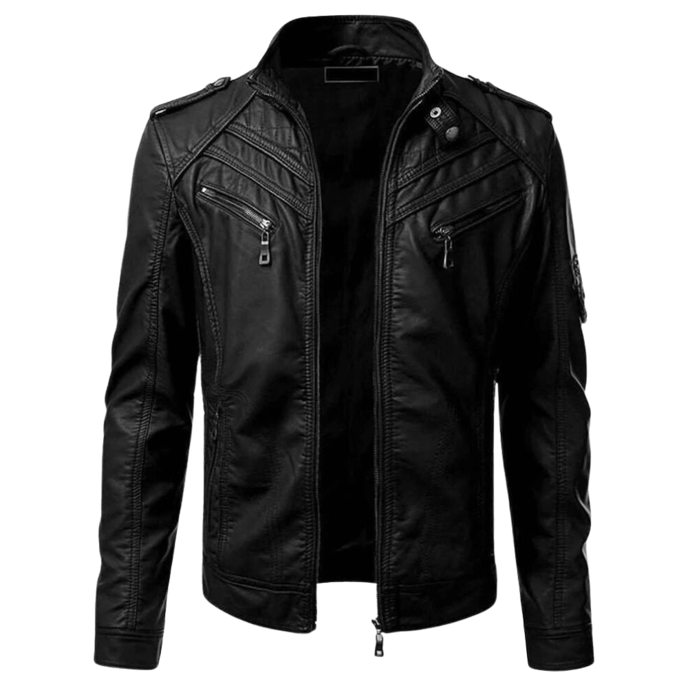 manner-slim-fit-schwarze-lederjacke