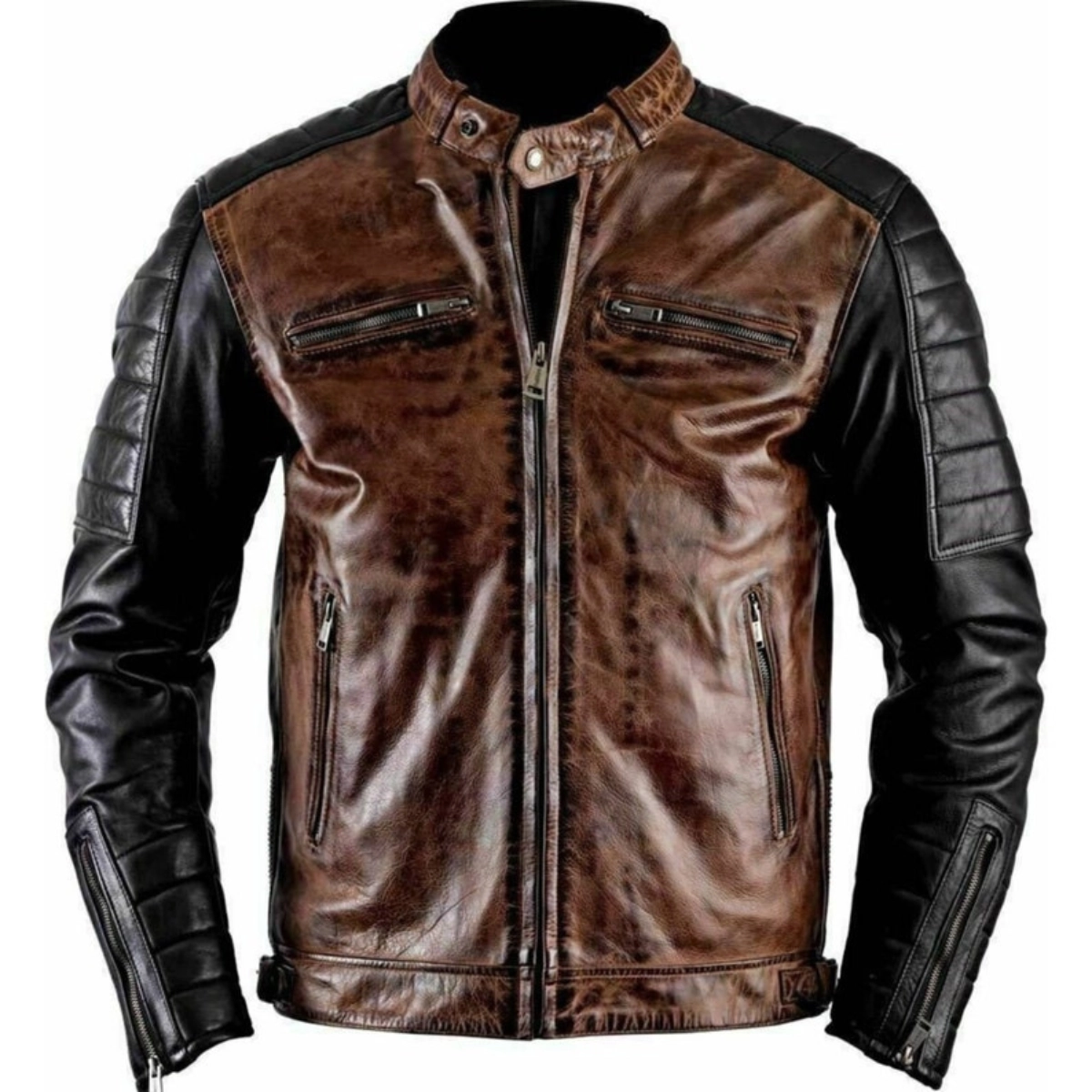 Schwarze und braune Lammlederjacke für Herren